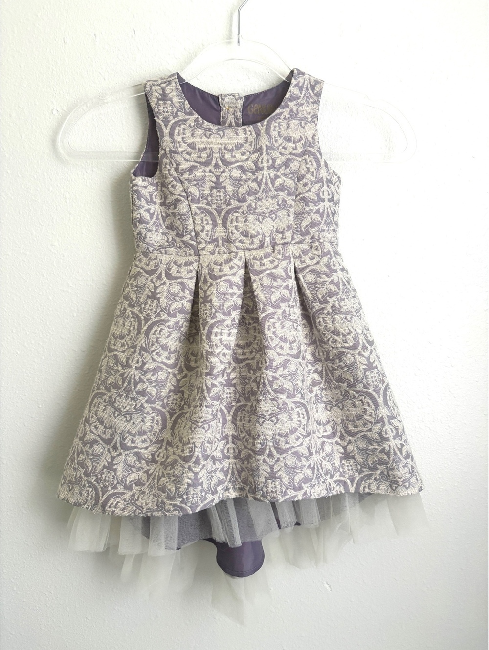Oshkosh | Genuine Kids Lavender Cream Jacquard Floral Sleeveless Dress Size 3T